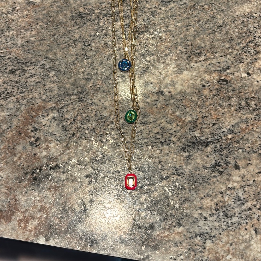 Elegant Gold Necklace with Multicolor Gemstones